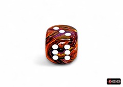 Festive Symphony/white 30mm d6 Single dice w/pips DF3043